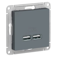 Розетка ATLASDESIGN USB 5В 1 порт x 2,1 А 2 порта х 1,05 А механизм грифель
