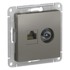 Розетка ATLASDESIGN двойная компьютерная+ТВ RJ45+TV категория 5E механизм сталь