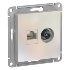 Розетка ATLASDESIGN двойная компьютерная+ТВ RJ45+TV категория 5E механизм жемчуг